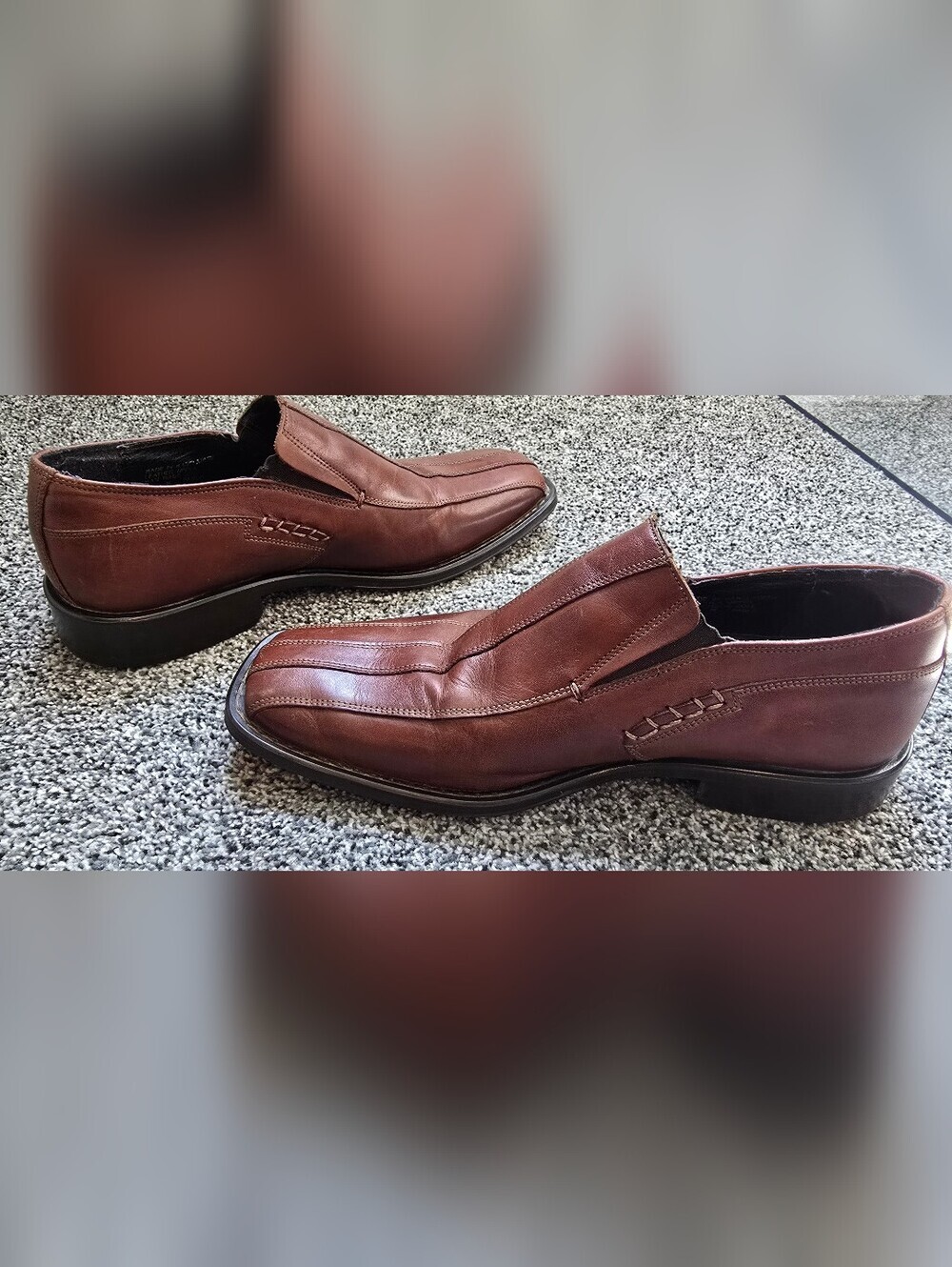 Alfani Men's Brown Leather Square Toe Slip On Loafers Shoes Size 8.5 M - Picture 6 of 10